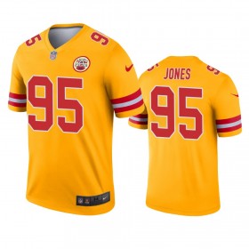 Tröjor Kansas City Chiefs Chris Jones 95 Gold Inverted Legend - Män